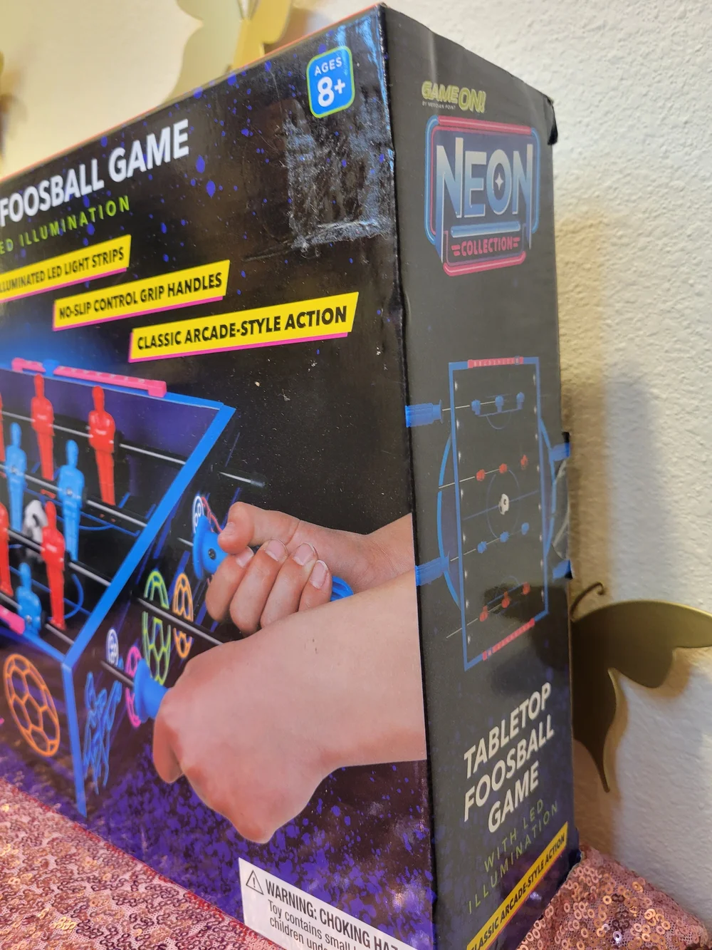 Tabletop Foosball Game with LED Illumination - Red & Blue Players